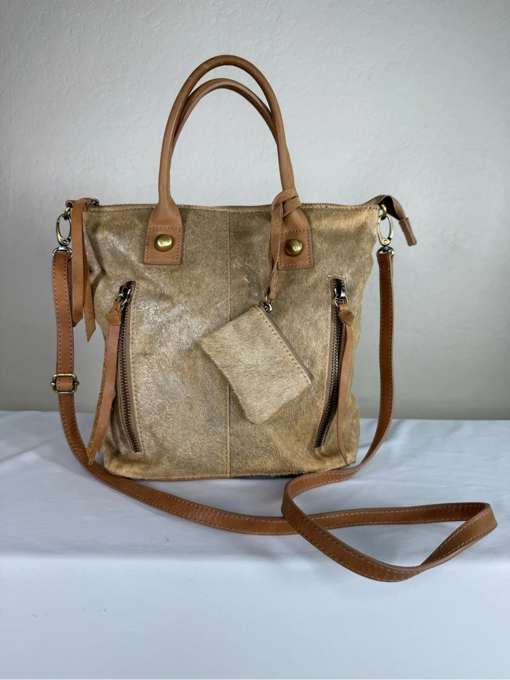 Anthropologie Miss Allbright Small Calf Hair Leather Crossbody Bag Purse